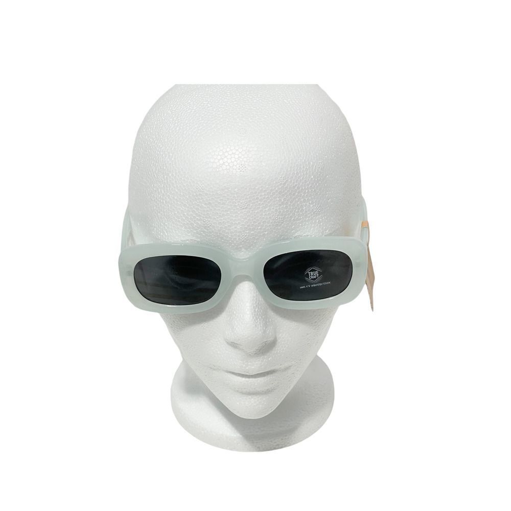 True Craft Small Rectangle Sunglasses‎ Light Blue Transparent Frame Black Lenses